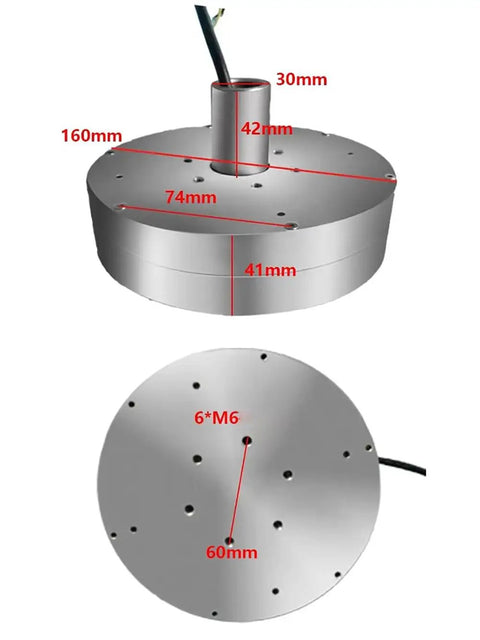 300W Coreless Axial Flux Permanent Magnet Wind Turbine Generator With Ultra Low Starting Torque And Low RPM Start, side view