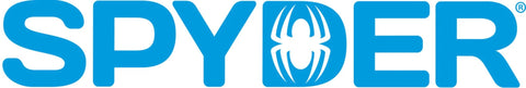 Spyder blue logo with a white spider emblem inside the wordmark.