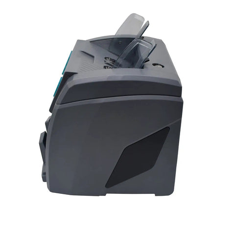Side view of the Boss Level Money Counter Machine For Mixed Bank Bills, showcasing its sleek design and feed slot.