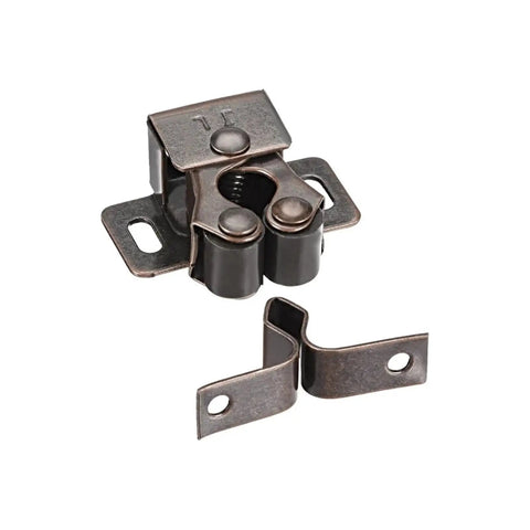 Super Cool 20 Pc Double Roller Ball Cabinet Latches With Easy Grip Copper Finish For Kitchen Cupdoors And Wardrobe Storage Locking Made To Work Like A Charm, showing a latch mechanism with copper finish.