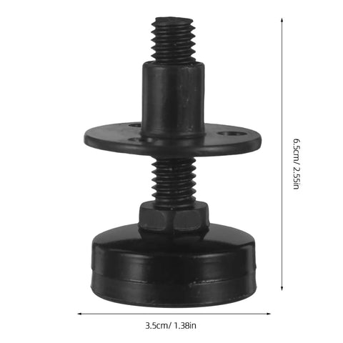 Heavy Duty Adjustable Furniture Leveling Feet Four Pack With Three Eighths Inch Thread side view showing dimensions