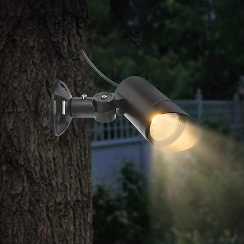 30W LED Landscape Spotlight 12V Low-Voltage Outdoor Lighting 3000K Warm White IP65 Waterproof mounted on tree trunk