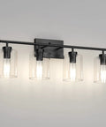 Dope Four Light Black Bathroom Vanity Light Over Mirror With Clear Glass Shades Industrial Style Bath Fixture In Matte