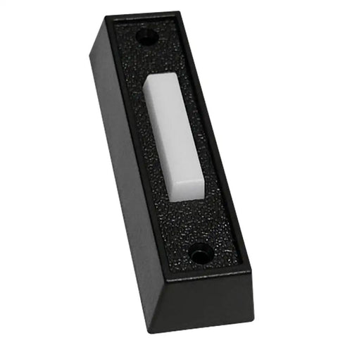 LED Lighted Doorbell Button Push Switch Wall Mounted For Wired Chime Ring Black Finish With Built In LED Glow 9 To 24 VDC Wide Voltage Power Supply Compatible Easy Mounting Durable Button For Home Front Doorbell, black wall plate