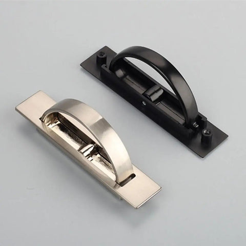 Zinc Alloy Cabinet Door Pull Handle With Rotatable Hidden Ring For Wardrobe And Drawers Brushed Finish, black and silver handles