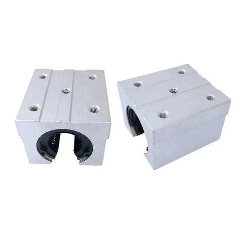20mm Aluminum Block Linear Motion Ball Bearing Slide Kit for CNC Guide Rails Top Notch Precision Block With Smooth Rolling Four Piece Set for DIY Builds and Pro Machining Projects, two aluminum bearing blocks