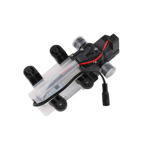 G1/2 Automatic Electric Diaphragm Booster Pump For Home And Industrial Use 24V with flow control, clear housing and connector.
