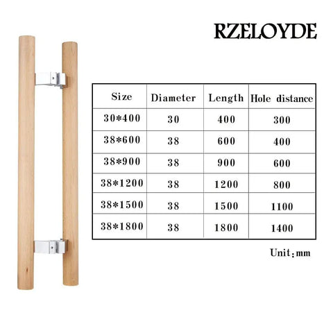 Kick Up Your Space With This Genuine Beech Wood Double Sided Push Pull Door Handle Featuring A Rock Solid 304 Stainless Steel Connector Extra Long Sixty Inch H Shape Bar Built Tough For Sauna Rooms And Daily Grind. Size and dimension chart for beech wood handles.