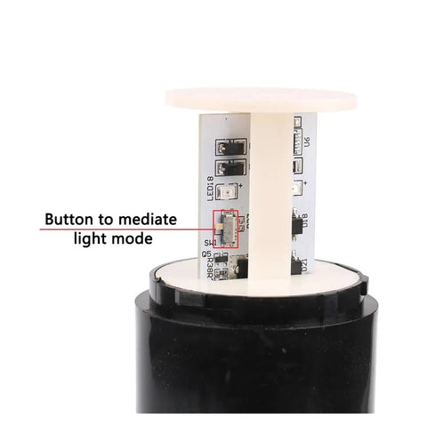 Close-up of the button on the circuit board of the Straight Up Heavy Duty Multi Layer Led Signal Tower and Industrial Status Lamp.