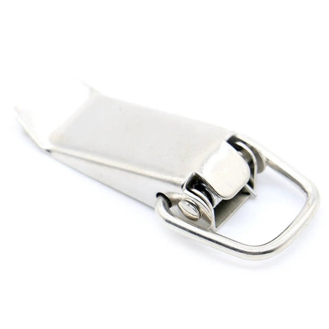 Heavy Duty J105 Spring Loaded Latch Catch Hardware Cabinet Boxes With Iron Toggle Hasp For Sliding Doors And Windows In Simple Style To Keep Things Locked Down Tight And Secure For Your Home Improvement Projects, silver metal latch close-up