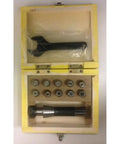 ER-16 R8 Spring Collet Chuck Set 11-Piece High Precision Collet System For Milling And Drilling Applications With Self-Releasing Mechanism And.0005 Inch Accuracy in open fitted case with wrench and collets visible.
