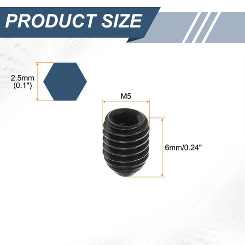 Rock Solid 5 Pack M5 Spring Loaded Ball Plungers With Hex Socket Design And Premium High Carbon Steel Build, size detail showing M5 6mm.