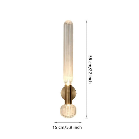 Snazzy Slick Led Wall Sconces For Modern Home Refresh Up And Down Adjustable Glass Shade Bedside Premium Fixture With Top Shelf Vibes For Living Room Bathroom 2 Pack, 56cm height, gold and clear glass design.