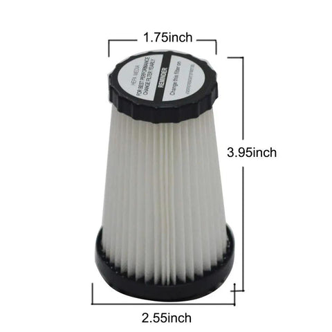 Dirt Devil F2 Vacuum Filter Replacement HEPA, Easy Fit 4 Pack, showing dimensions for fast home cleaning.