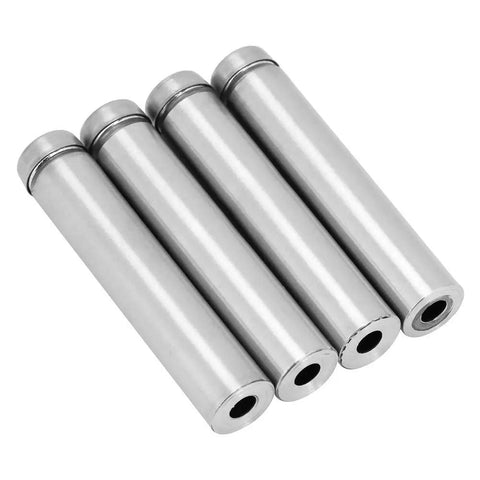 Heavy Duty Stainless Steel Glass Standoff Holder Kit For Wall Display With Hollow Design And Self-Tapping Screws, 12x60mm 4-piece set