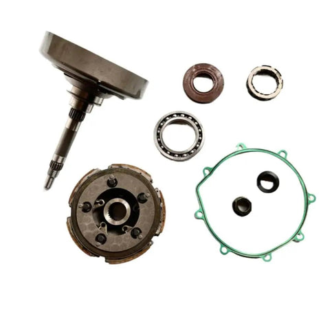 Killer Wet Shoe Clutch Drum Housing Carrier Bundle With Bulletproof One Way Bearing Kit That Lets Your Heavy Duty 400cc Hisun Massimo Utility Machine Run Smooth As Butter 212100030000, detailed clutch components layout.