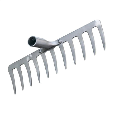 11-Prong Steel Grass Plowing Rake Heavy Duty Garden Tool For Soil Tilling And Hay Raking Sturdy Multi-Functional Farm Implement