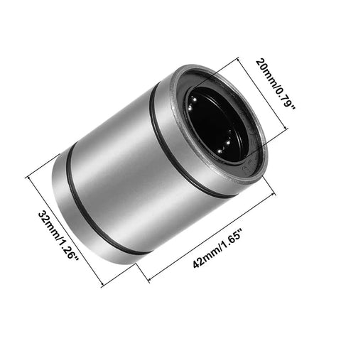 LM20UU 20mm Linear Motion Bearings For CNC Machines And 3D Printers, shown with dimensions, double sealed ball bearing