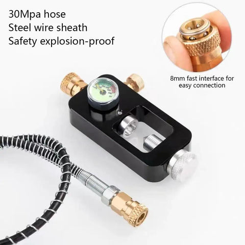 High Pressure Scuba Tank And Paintball Fill Adapter For 4500 PSI PCP Air Gun Refills with gauge and 8mm fast interface