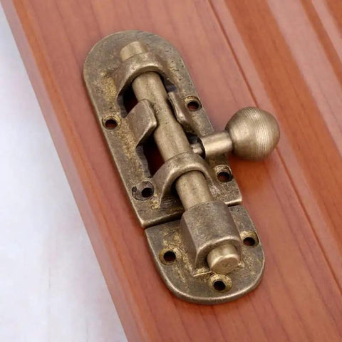 Heavy Duty Bronze Brass Door Slide Bolt With Vintage Barrel Catch Latch For Secure Cabinet Drawer Window Closure Tough Heavy Metal That Stays Put And Installs Without A Hitch At 105 X 33mm on wood
