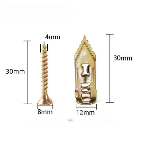 Heavy Duty Wood Screw And Drywall Anchor Kit With Self Drilling Expansion Screws For Gypsum Board Yellow Zinc Plated Rust Resistant And Easy No Prep Install For Strong Wall Mounts, 30mm x 4mm