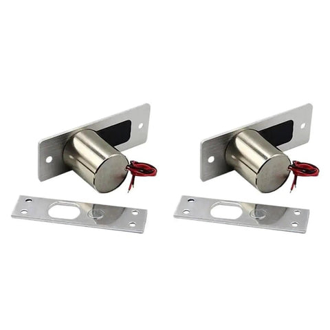 Heavy Duty Electronic Drop Bolt NC Door Lock DC 12V Beefy Stainless Steel Solenoid Lock with mounting plates for cabinets.