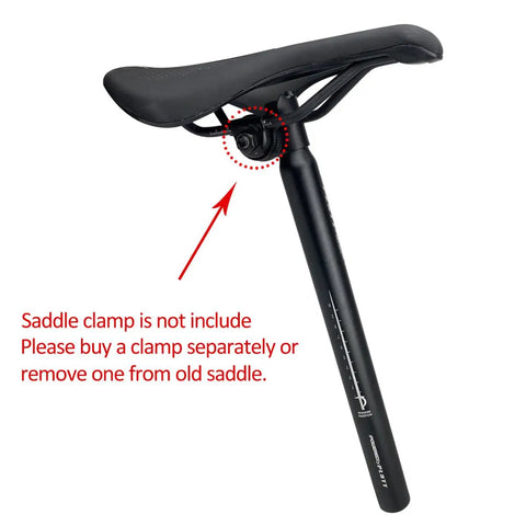 Durable Aluminum Bicycle Seat Post 450Mm Length for BMX MTB and Road Bikes with Saddle, 6061 Alloy, Anodized Black, No Clamp