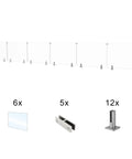 Top Tier Frameless Tempered Glass Railing Kit For Outdoor Decks, 44 Inch Height with stainless steel posts and glass panels.
