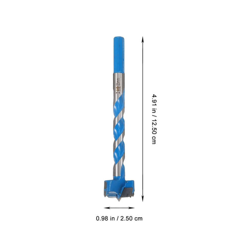 Front view of ABOOFAN woodworking hole opener drill bit, blue-coated, 25x125 mm, hard alloy
