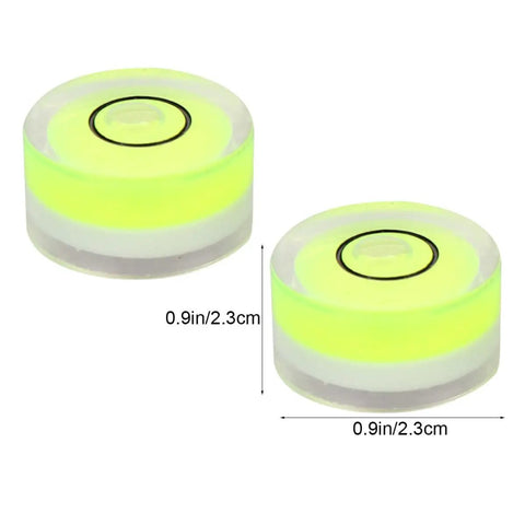 Two acrylic circular bubble levels from Ten Piece Circular Bubble Level Set Acrylic High Precision Spirit Levels For Calibrating Picture Frames And Cross Stitch Frames Easy To Use Measuring Tool For Accurate Horizontal Alignment