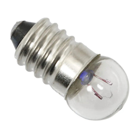 Close-up of 20 Pack E10 Mini Screw Base Light Bulbs 1.5V 0.3A DC Warm White for Circuits and DIY Projects with glass dome.