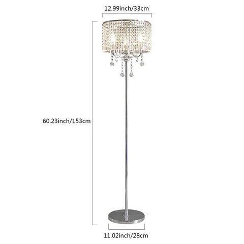 Crystal Floor Lamp With Chrome Finish, Tall Standing Light For Living Room, Bedroom, Office, 59 Inch Tall, Easy Assembly, Requires E12 Bulb Handpicked Crystal Details For A Luxe Glow Vibe.