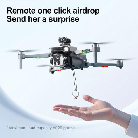 GPS Drone With 4.5 Inch Screen Controller And Aerial Delivery Airdrop hovering, delivering small object to open hand