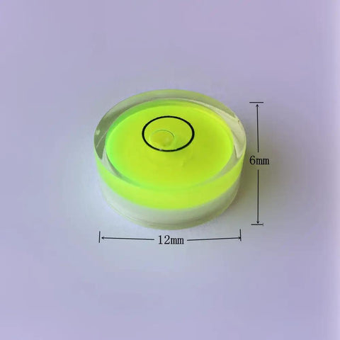 Nailed It Precision Mini Circular Bubble Spirit Level 10 Pack 12X6mm Dual Axis Degree Inclinometer Gauge showing level with black circle.
