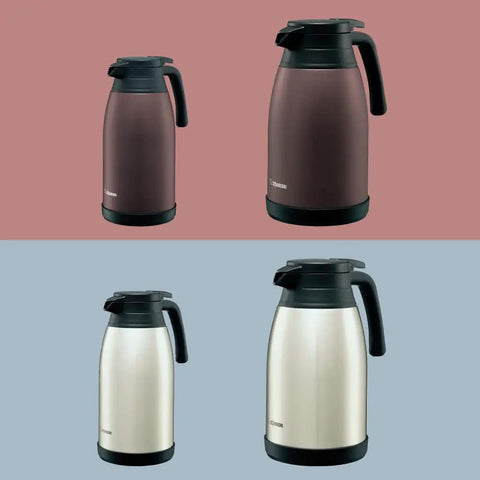 Stainless Steel Vacuum Carafe 1.9 L With One-Touch Pour, Tank-Grade Build For Serious Heat Retention, Unbreakable Steel, Brown and Silver