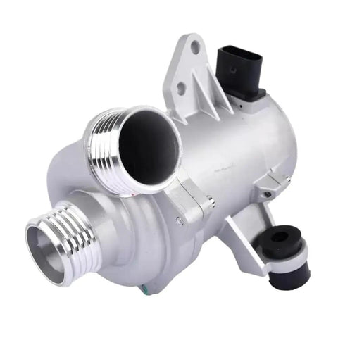 Premium Electric Cooling Water Pump For BMW 1 Series E81 E87 E82 And 3 Series E90 E91 Replacement Part Number 1151758692 close-up view showing inlet and outlet design.