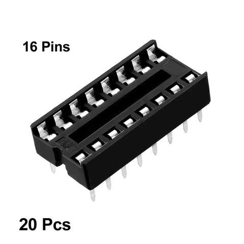Go-To Dual Row 16 Pin DIP IC Socket Adaptor Set 2.54mm Pitch Solder Type for Reusable IC Carrier, 7.6mm Row Pitch, 20 Pieces