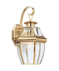 Lancaster Traditional One Light Outdoor Wall Lantern in Polished Brass Finish, Classic Exterior Fixture with Curved Beveled Glass