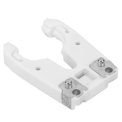 Solid ISO30 Tool Holder Clamp Claw Set For CNC Machining And Mold Shops With Durable Material That Handles Heat and Wear Like A Boss Accurate Size 5 Pack close-up view of a white clamp with metal parts.