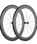 Carbon Road Wheelset 700C Aero 60mm Deep 23mm Wide Clincher For Racing, basalt brake surface, front view.