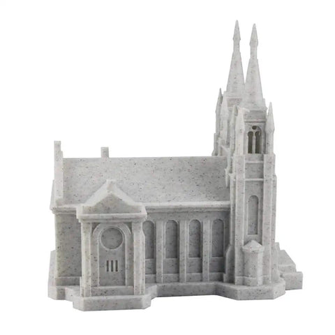 Miniature church model printed with Buttery Smooth Marble PLA Filament 1.75MM 3D Printing Material 1KG.