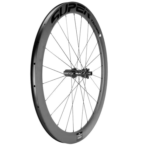 Carbon Disc Wheelset 50mm Depth 25mm Width Clincher 700c Center Lock Thru Axle Glossy Black U-Shape Rim