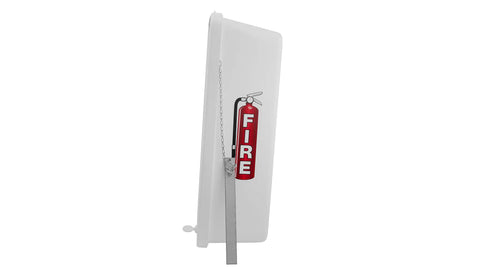 Tough As Nails Outdoor Fire Extinguisher Cabinet Weatherproof Lock Box wall mounted with safety hammer, features fire indicator.