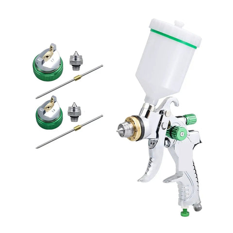 Slick Handheld Airbrush Kit And Hvlp Paint Sprayer Featuring 600ml Gravity Cup And Smooth Operator Adjustable Nozzles with various nozzles.