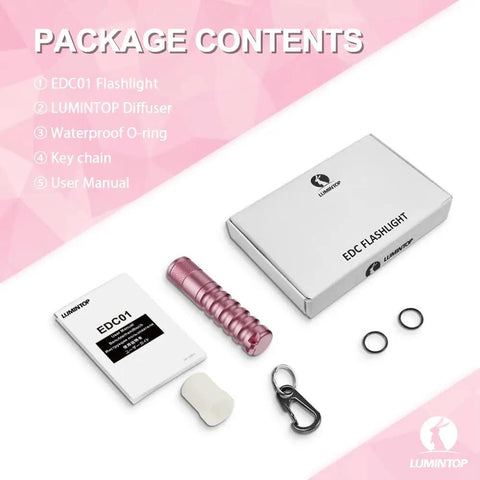 Package contents of Compact Keychain Flashlight With 120 Lumen Output, 36 Hour Runtime, IPX8 Waterproof, AAA Battery Powered EDC Light