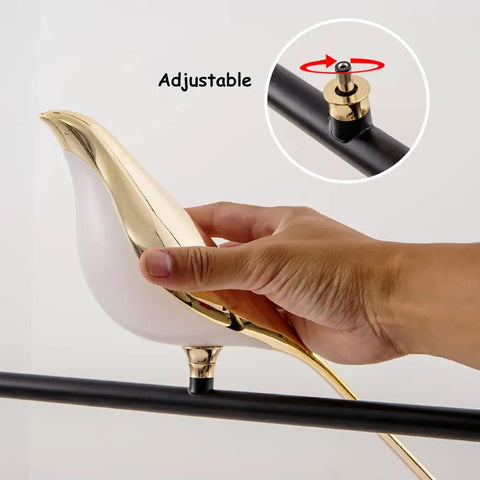 Adjustable head of Cool Magpie Themed LED Bird Wall Light In Gold One Light Acrylic Fixture For Living Room And Bedroom