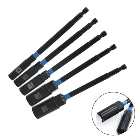 Tough As Nails Hex Socket Wrench Set With 150 Mm Extension Bar For Electric Drills Metric Nut Drivers 6 8 10 12 14 Mm with black chrome vanadium bits.