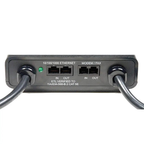 Digital QC Surge Protector And Noise Filter For Your Home Office Setup That Keeps Your Gear Safe, showing RJ-45 and RJ-11 ports