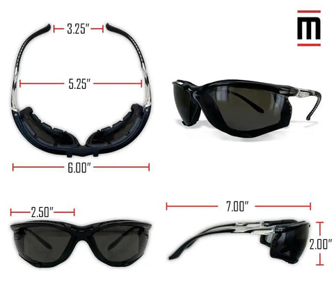 Kickass Foam Lined Safety Glasses Featuring Anti Fog Lens Technology With Tough As Nails Polycarbonate Construction And Legit Ansi Z87 Plus Certified Shielding, shown from multiple angles.