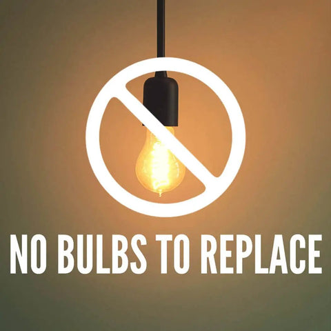 Bronze Trim Integrated LED Recessed Ceiling Light Five To Six Inch Retrofit Kit graphic showing no bulbs to replace.